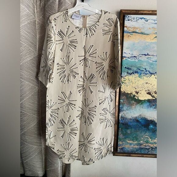 A-K-R-I-S Akris Punto Mini Dress Womens  Size 6 Beige Floral - Picture 13 of 13